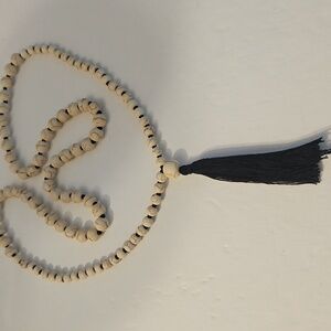28" Magnesite Beaded w/ Black AB Seed Beads & 3" Black Tassel
